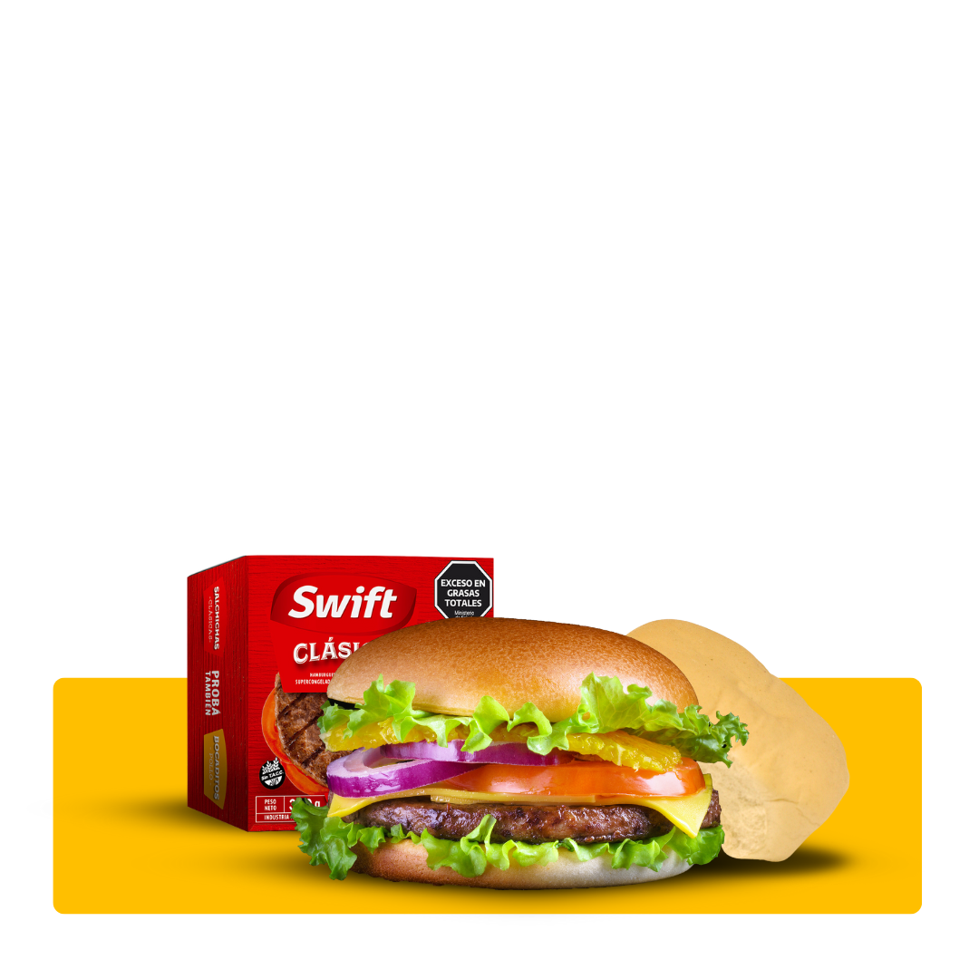 12 Hamburguesas 80 Grs Swift + Pan